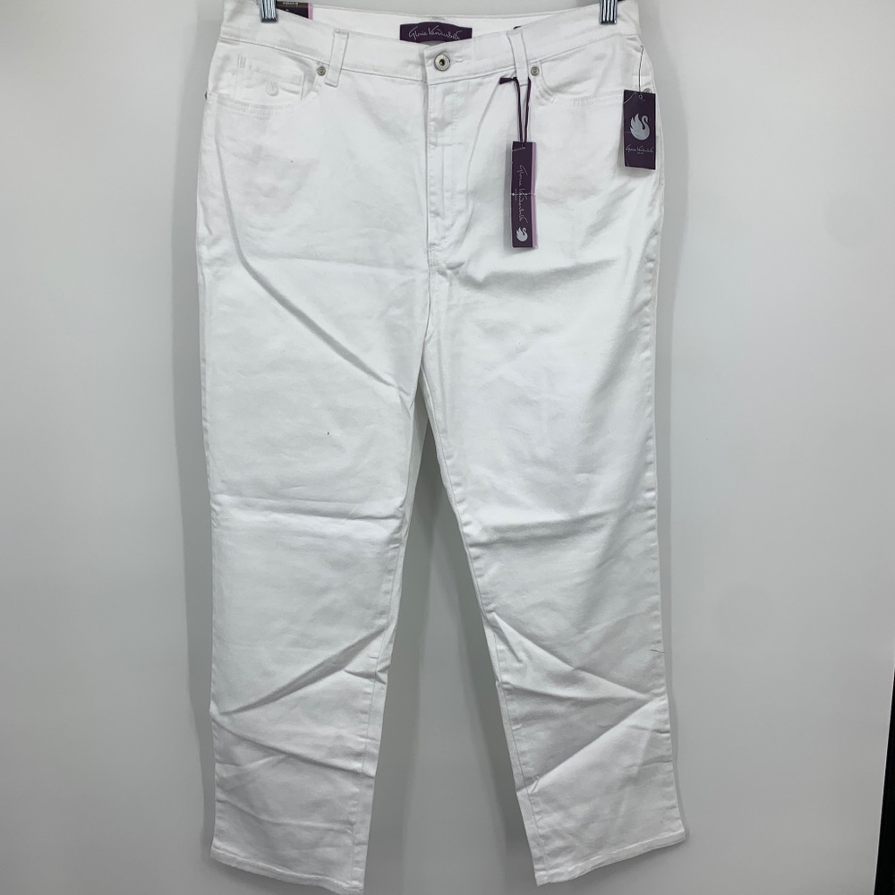 Gloria Vanderbilt womens 18 Amanda jeans white tapered leg‎ mid rise stretch NEW